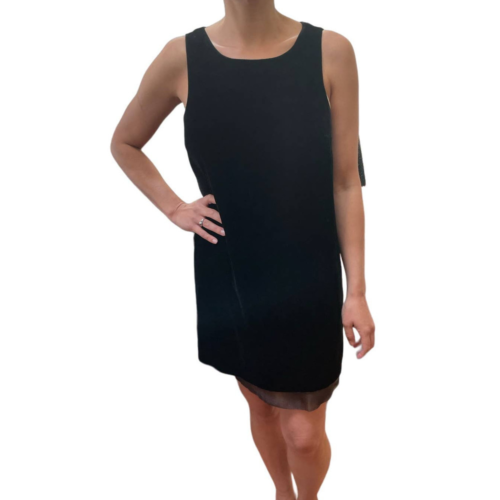 Kensie Black Velvet Tulle Hem Mini Dress Small